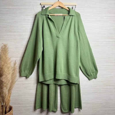 Free People sweater set co-ord matching set pants knit cozy boho Small