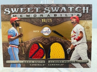 2009 UD Sweet Spot 'Sweet Swatch' Albert Pujols/Ozzie Smith Dual Patch #06/15