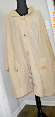 ULLA POPKEN Plus Size Oversize Jacket Tan Size 28/39 Unique Buttons, Lightweight