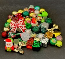 Fancy Acrylic Bead Mix Christmas Red Green Gold Topper Beadable Pens DIY Charms