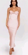 HOUSE OF CB CHARMAINE  BLUSH PINK CORSET MAXI DRESS SIZE L+(P) USED ONCE VGC
