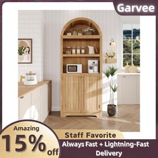 Doors Arched Bookcase 72 Inch Tall Storage Shelves Wooden Display Home Office