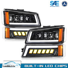 Drl Led Headlights Sealed Bumper Lamp For 2003-07 Chevy Silverado 1500 2500 3500