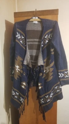 Vintage women hippie aztec maya ethnic cardigan poncho style Only size large - Bild 1 von 4