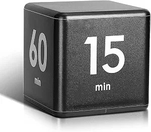 Weewooday Cube Timer, Gravity Sensor Flip Timer for ADHD, Black