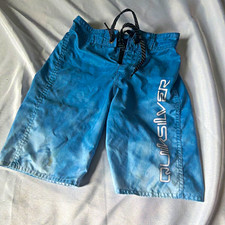 Quiksilver Boys Blue Solid Polyester Board Shorts Swim Trunks Drawstring Pocket