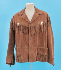 Mens VTG 70s Brown Suede Fringe Excelled Jacket Sz L 1970s Hippy Leather