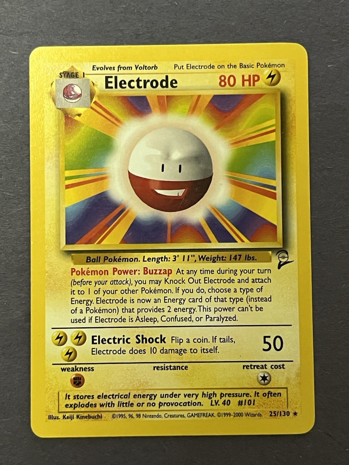 1999 Pokemon Game Card Electrode 25/130 Base Set 2 RARE