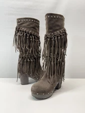 Ariat Women’s Music Row Platform Fringe Tall Boots Brown Suede Stud Size 6.5 B