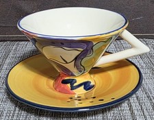 Tazza e piattino in ceramica stile vintage Art Decò dall'Inghilterra