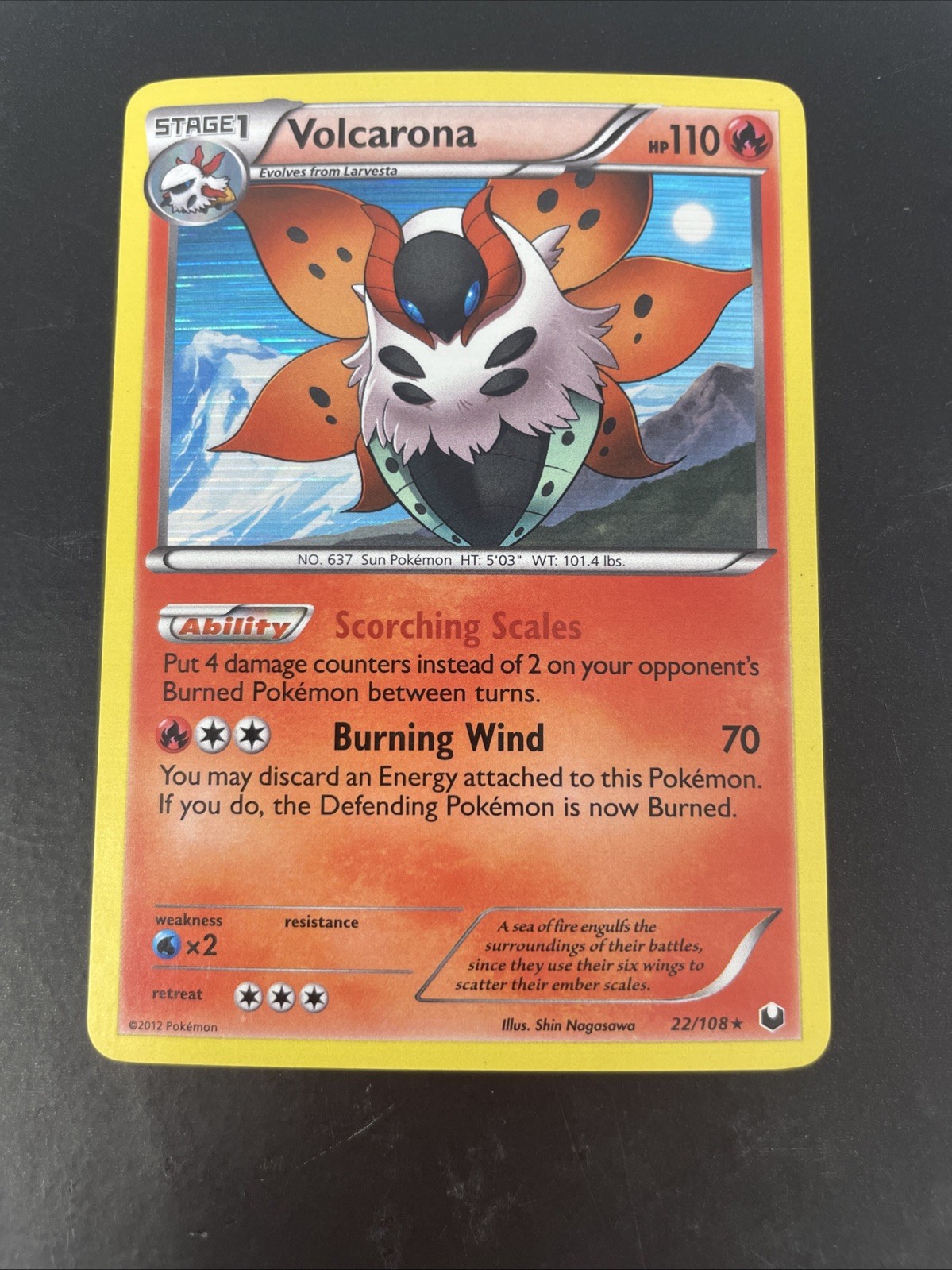 Volcarona 22/108 Holo Pokemon Card