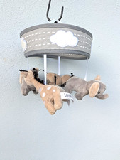 Lambs  Ivy Jungle Safari Gray Elephant/Lion/Giraffe Baby Crib Mobile