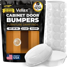 64 Clear Cabinet Door Bumpers - 1/2 Inch Self Adhesive Rubber Stoppers for Drawe