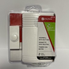 NEW Utilitech Wireless Doorbell With Button 2 Chimes White Push Doorbell Button