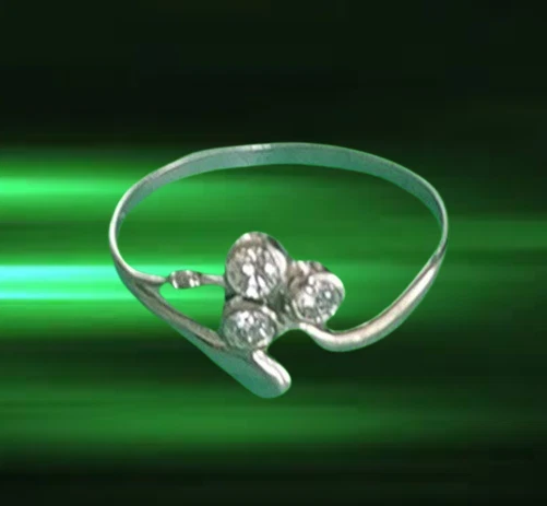 I RING I Design Jugendstil I Echt 585 Massiv Weißgold +3 Echte Diamanten I - Bild 2 von 4