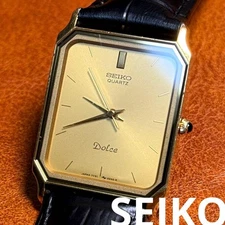Seiko Dolce Rectangular Vintage 80s Dress Watch Automatic Mens Japan Made