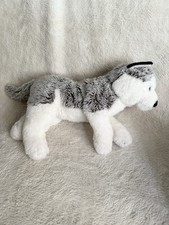 Toys R Us Gray White Wolf Husky Puppy Dog 14" Floppy Stuffed Animal