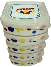 5pcs Wonder Bread Sandwich Containers School Lunch Box Plastic Lid Bread Holder