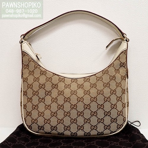 GUCCI Charmy GG Canvas One Shoulder Bag Handbag 154395 Beige Off White Good Cond