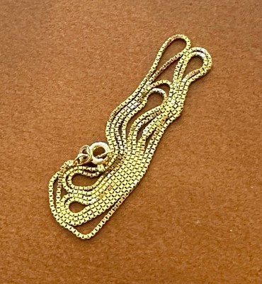 NEU 70er Jahre Box Gliederkette Halskette 14 Karat Gold 23,75 Zoll / 0,9 mm 3,93 Gramm