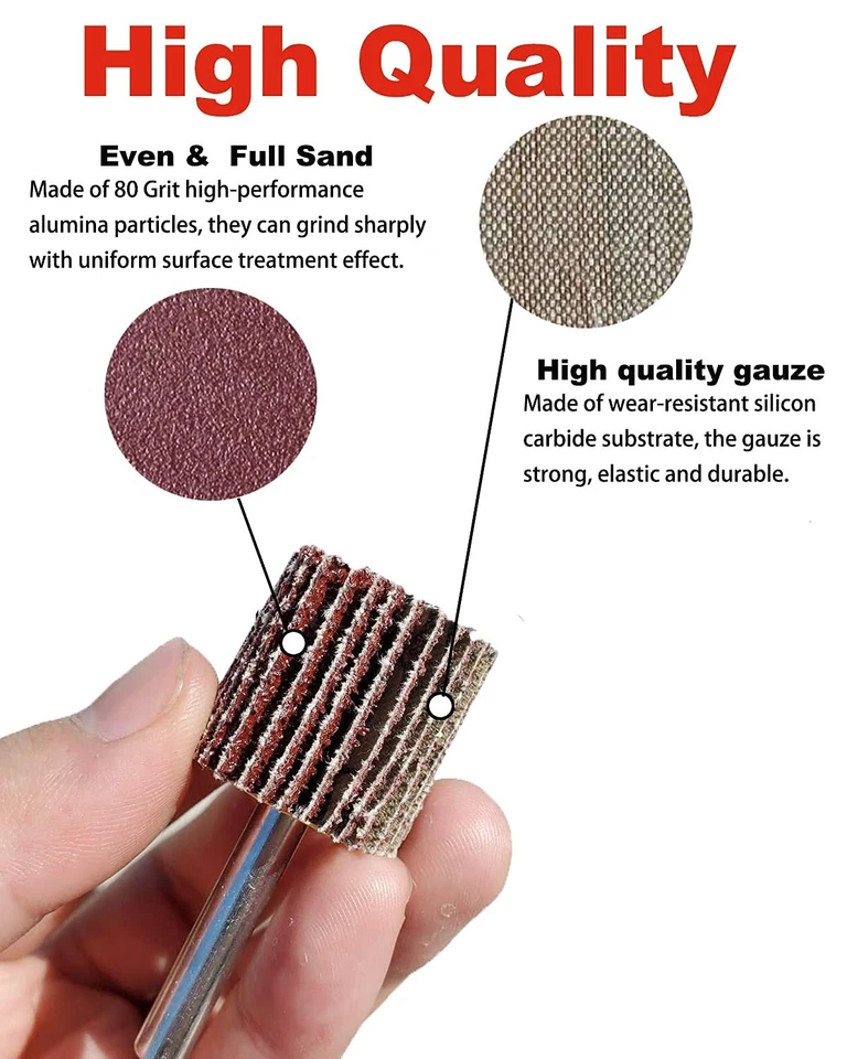 Paquete de 40 ruedas con solapa de 1" x 1", 1/4" vástago montado grano de óxido de aluminio # 60,80,120... Foto 3 de 4