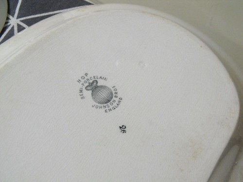 RARE ANTIQUE JOHNSON BROS. 'HOPS' 4 PIECE TRANSFERWARE PLATTER SET - Picture 9 of 10