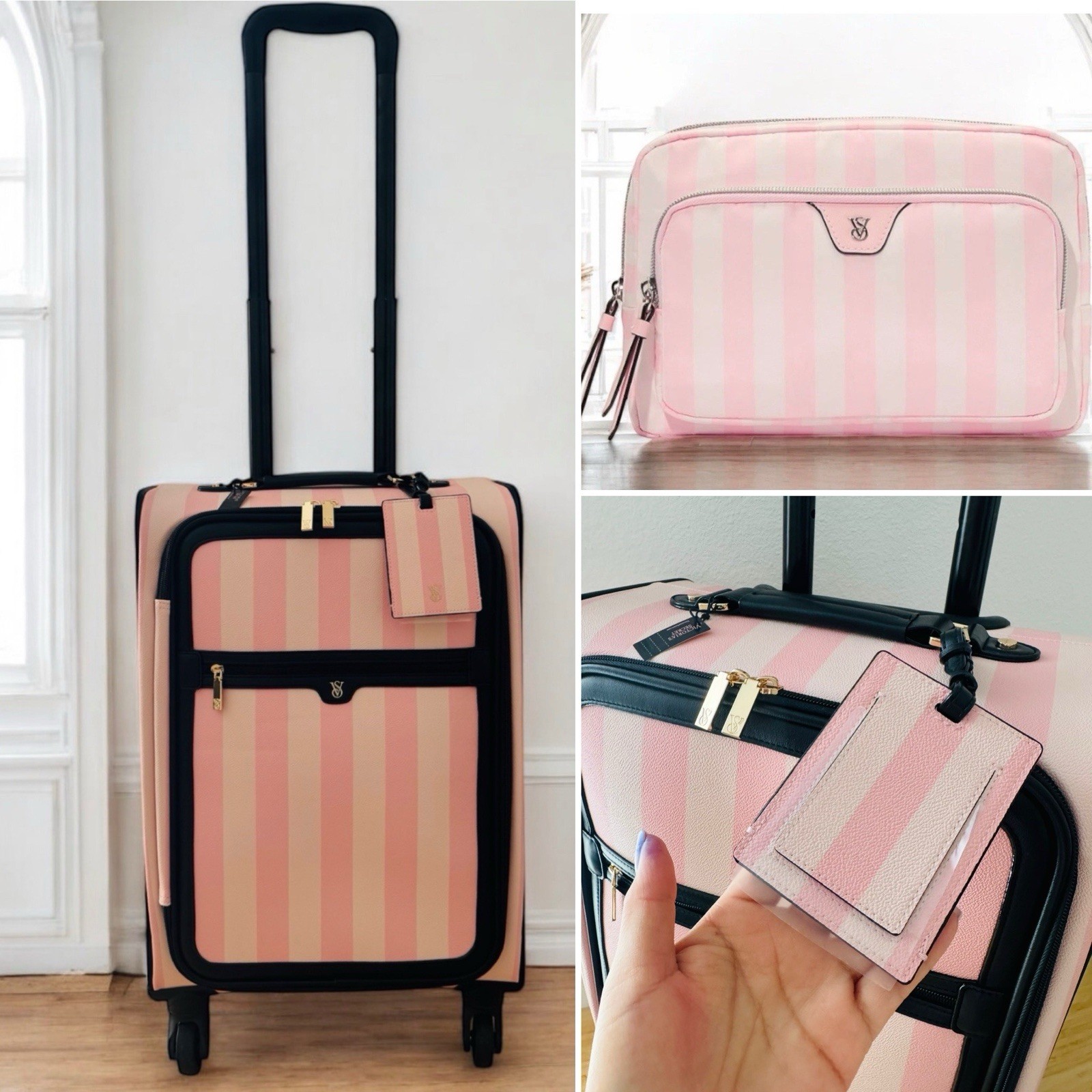 Suitcase Stripe & Gift Makeup Cosmetic Case