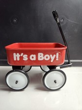Teleflora Miniauture Red Metal Wagon It's A Boy Rolls Baby Shower Decor Gift
