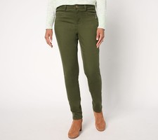 Belle by Kim Gravel Petite TripleLuxe Twill Hip Zip Slim Leg Jean Black Olive 10