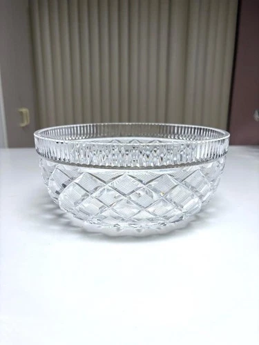 VINTAGE WATERFORD 8" DIAMOND CUT CRYSTAL BOWL   ***