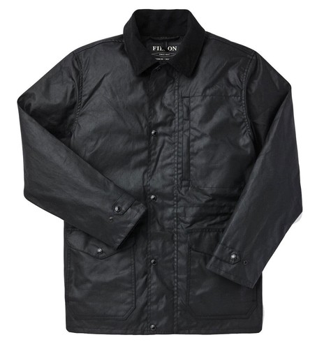 Filson Cover Tissu Mile Marker Manteau Noir Coton Ciré Veste de Pluie XXL 2XL Neuf avec étiquette - Photo 1/8