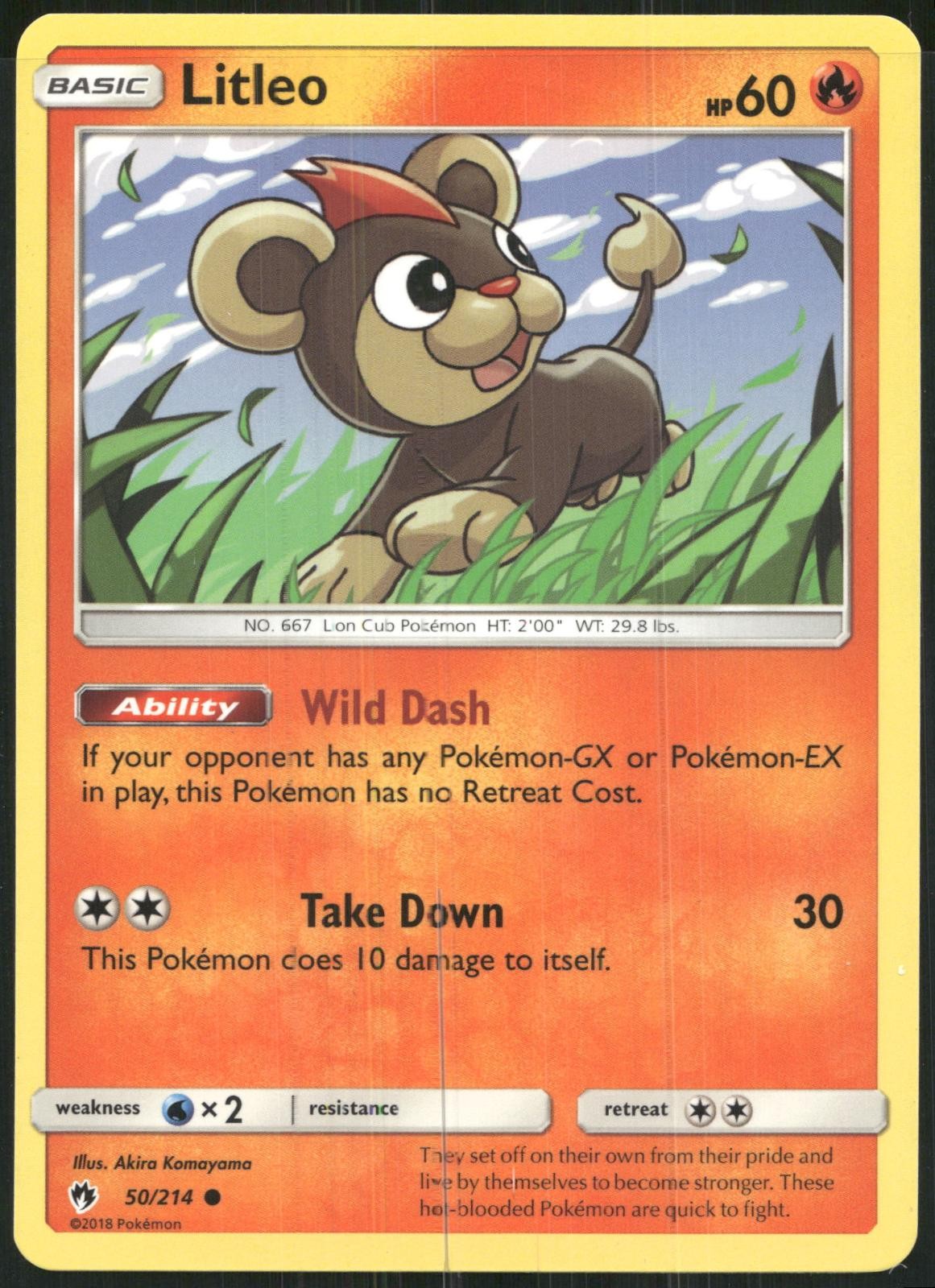 Litleo 50/214 Lost Thunder Pokemon Card 2018 Near Mint