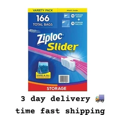 Ziploc Slider Storage Bag, Variety Pack, 166-count