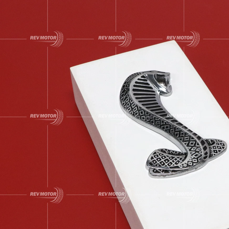 1x Front Grille Snake Emblem 3D Chrome Badge 4.5Inch Tall RH Fits for Mustang Foto 4 de 4