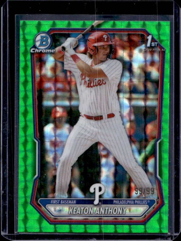 2026 Bowman Keaton Anthony Chrome Green Geometric Refractor 1st #/99 Phillies