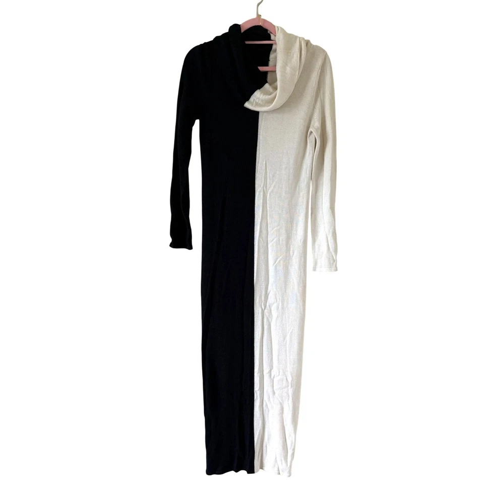 Alice + Olivia Long Sleeve Color Black and White Midi Sweater Wool Blend Dress M - Image 3 of 4