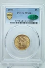 1899 $5 Liberty Head Gold Half Eagle PCGS MS 64+ Green CAC #8215