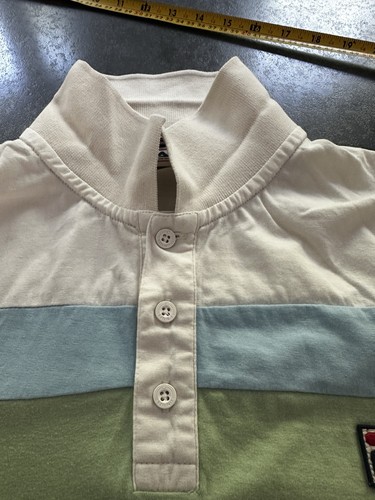 Retro Fila Polo Shirt Green Blue White Large 80s Casuals Vintage Bjorn Borg - Picture 3 of 5