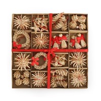 56-Teiliges Strohsterne Set Christbaumschmuck Stroh-AnhäNger FüR Weihnachtsbaum