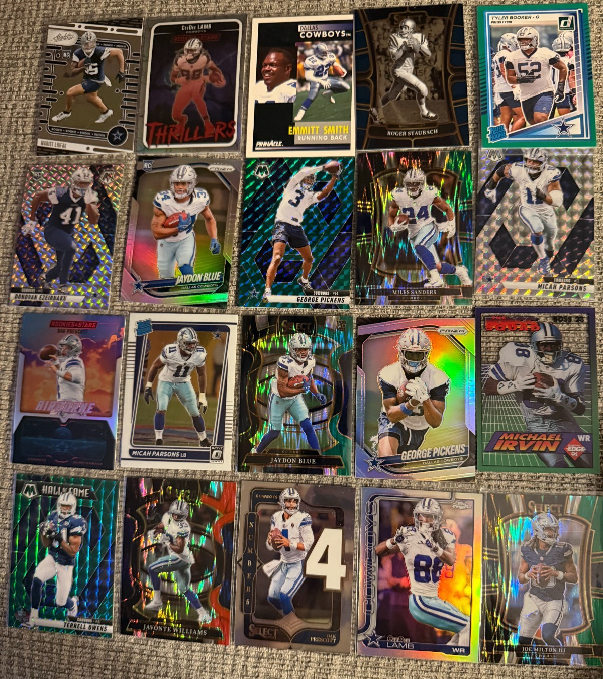 Dallas Cowboys 20 Card NICE Lot Dak, Ceedee, etc, RCs , Inserts
