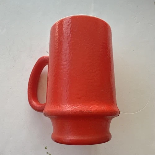 Vintage Hazel Atlas Milk Glass Orange Peel Footed Tea Coffee Mug Cup Red 4.5”