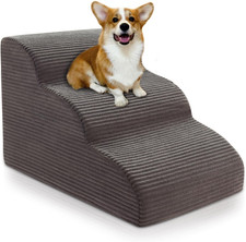 Curved Dog Stairs Ramp for Beds Couches and Chair, 15.7" H, 3-Step Dog Steps for