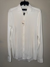 NWT JF J. Ferrar Men's White Slim-fit Dress Shirt Neck size 14  -14 1/2  Small