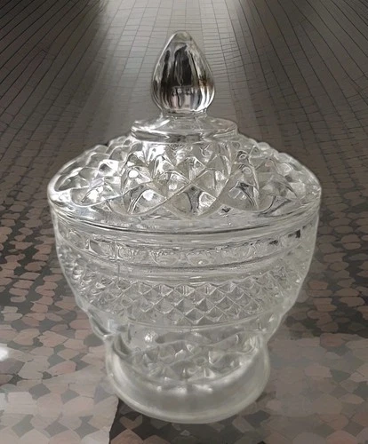 Vintage Anchor Hocking Wexford Footed Sugar Bowl with Lid