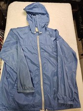 Vintage Eddie Bauer Full Zip Hooded Windbreaker Jacket Blue Vented Size XL READ