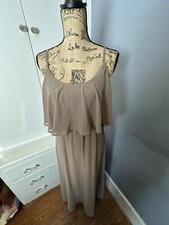 Show Me Your MuMu Mocha Spaghetti Strap Overlay Bodice Elastic Waist Maxi Size M