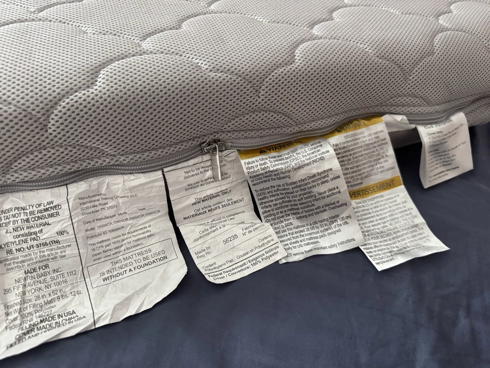 Newton Baby Crib Mattress Waterproof, Gray (1001GRY) Excellent Condition - Image 4 of 4