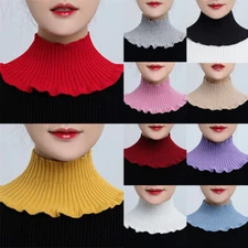 Turtleneck Ribbed Knit False Collar Dickey Detachable Scarf Warm Wrap Ruffles⇘