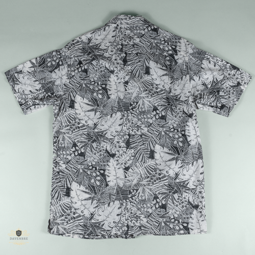 Red Head Button Up SL Collar Shirt Mens M Tropical Inside Out Print Black White - Picture 8 of 10