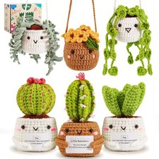 Beginner Crochet Kit with Step-by-Step Videos 6 PC Plants  Succulents Set